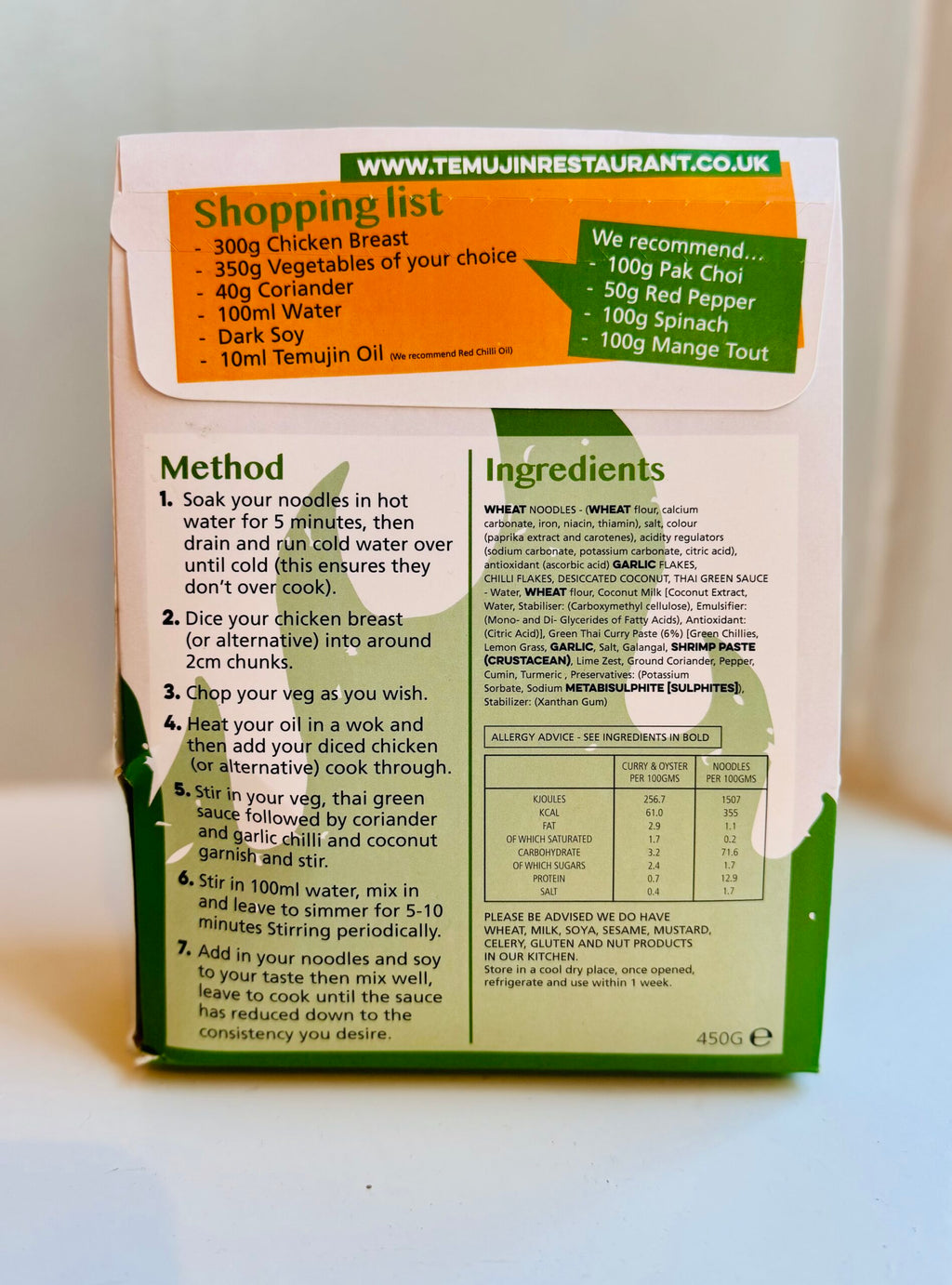 Temujin Thai Green Stir-Fry Kit – Serves 2