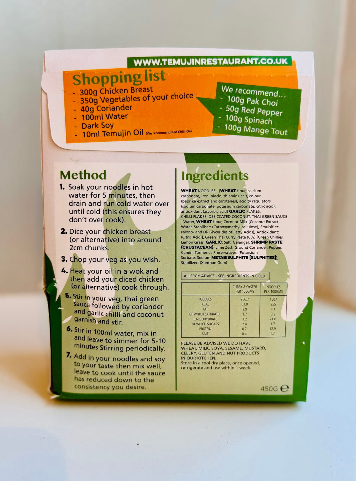 Temujin Thai Green Stir-Fry Kit – Serves 2